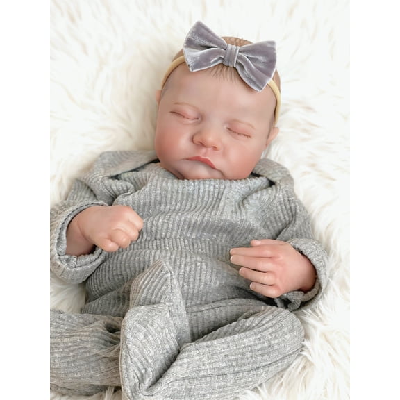 Realistic Reborn Baby Dolls 19 inch Cloth Body Poseable Sleeping Real Life Baby Lifelike-Newborn Doll with Clothes & Feeding Toy for Age 3 and Up