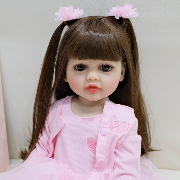 Realistic Reborn Baby Dolls 22 inch Vinyl Full Body Waterproof Real Life Girl Lifelike Newborn Dolls with Clothes and Feeding Toy for Age 3 And Up