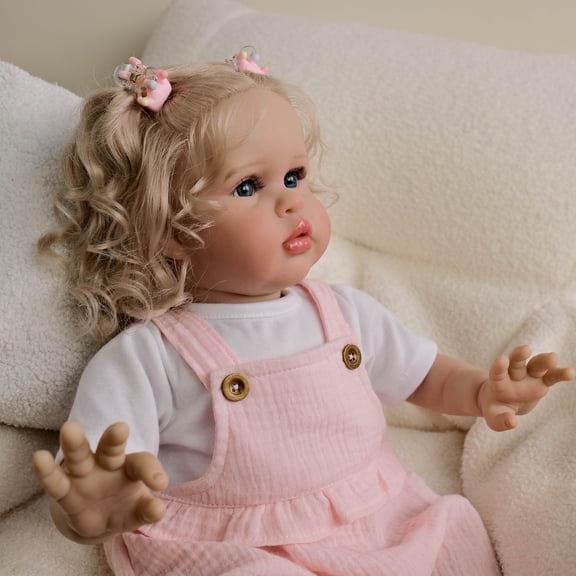 Realistic Reborn Baby Dolls 24" Lifelike Soft Cloth Body Baby Girl That Look Real with Feeding Kit, Ideal Gift for Kids, Birthday, Pretend Play