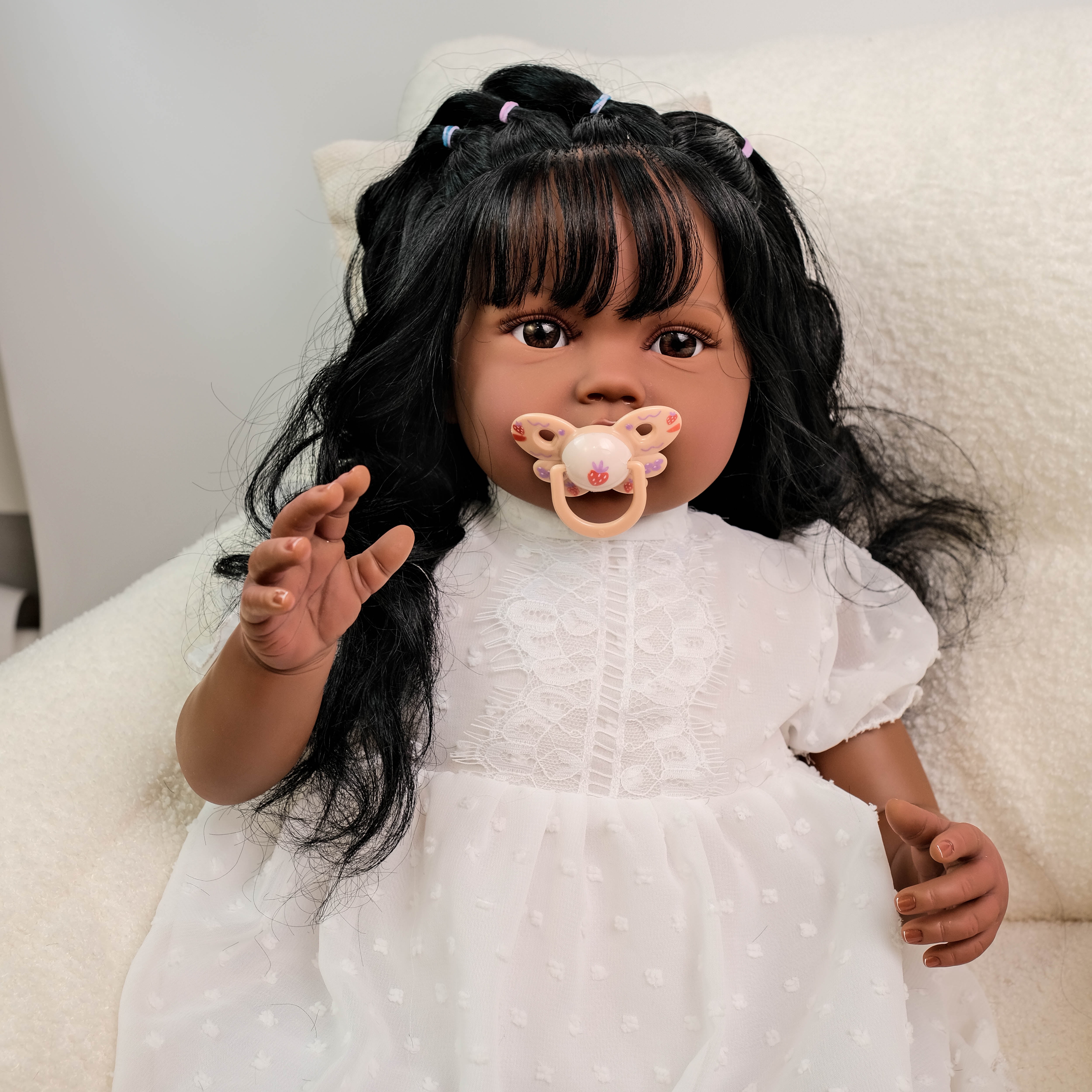 Realistic Reborn Baby Dolls 24 inch Real Life Size Baby Full Body Black Baby Cloth Body Baby with Complete Accessories for Kids 3+ Years