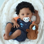 Realistic Reborn Baby Dolls Black-20 Inch African American Newborn Baby Doll, Lifelike Weighted Soft Cloth Body, Christmas Birthday Gift