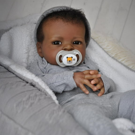 Realistic Reborn Baby Dolls Black , 20 Inch African American Newborn Doll, Lifelike Weighted Soft Body, Christmas Birthday Gift