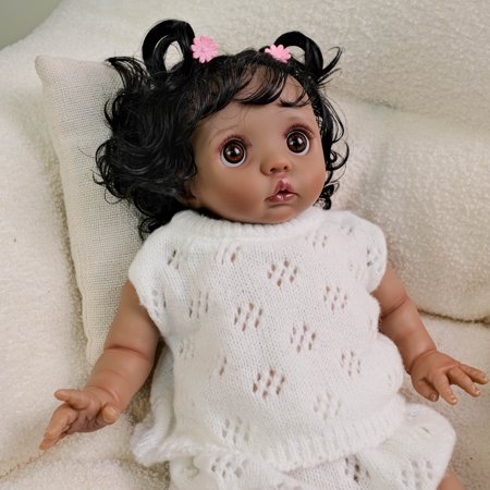 Realistic Reborn Baby Dolls Black Girl – 16 Inch Lifelike Real Life African American Newborn Doll with Soft Cloth Body Gift Set for Kids Age 3+