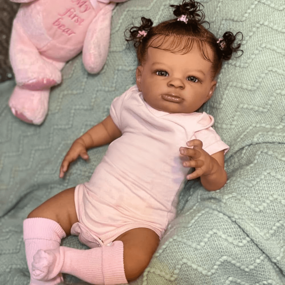 Realistic Reborn Baby Dolls Black Girl 20 Inch African American Newborn Baby Doll, Lifelike Weighted Soft Body, Gift for Kids  Age 3+