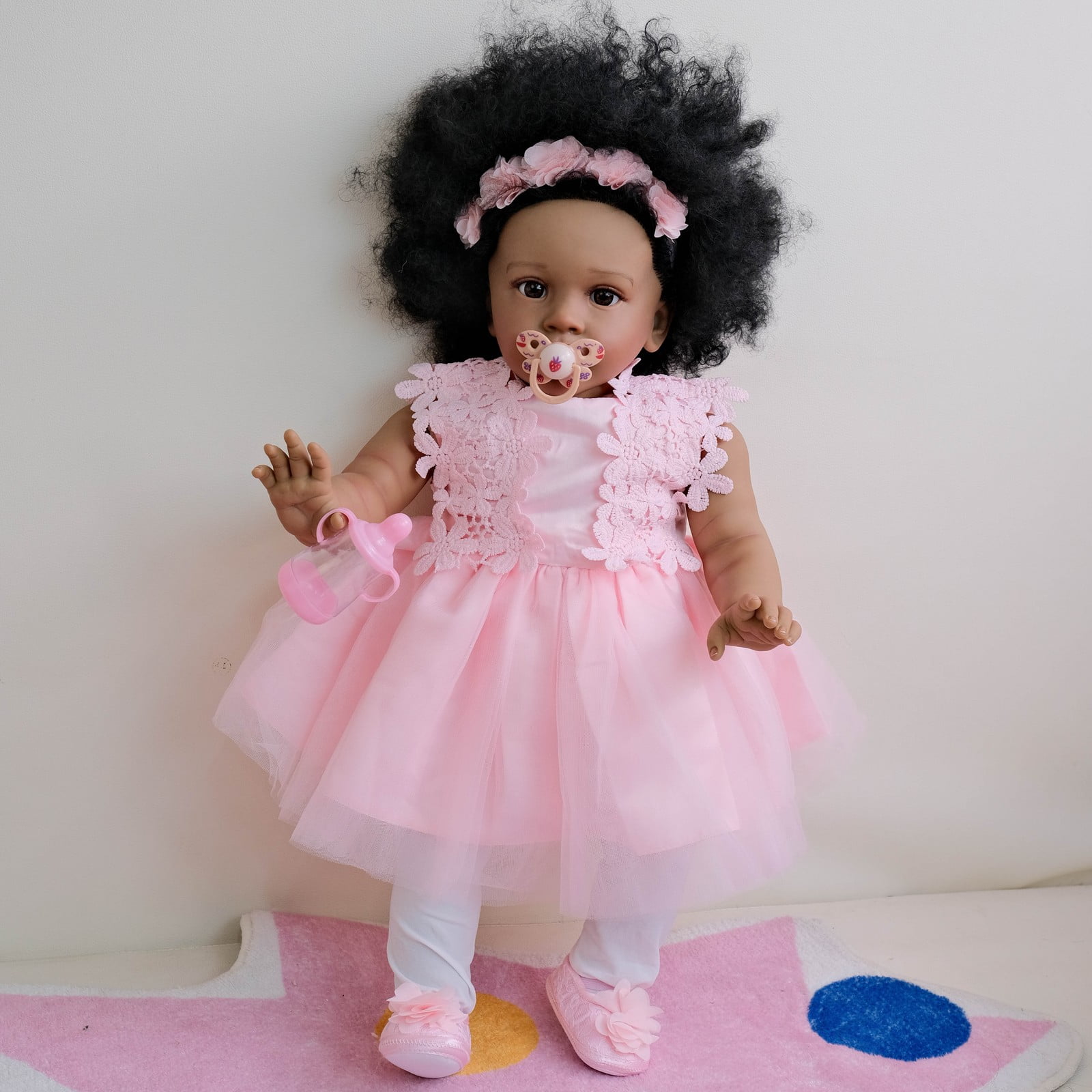 Realistic Reborn Baby Dolls Black Girl - 26" African American Newborn, Lifelike Real Life Handcrafted Soft Cloth Body, Gift Set for Kids Age 3+