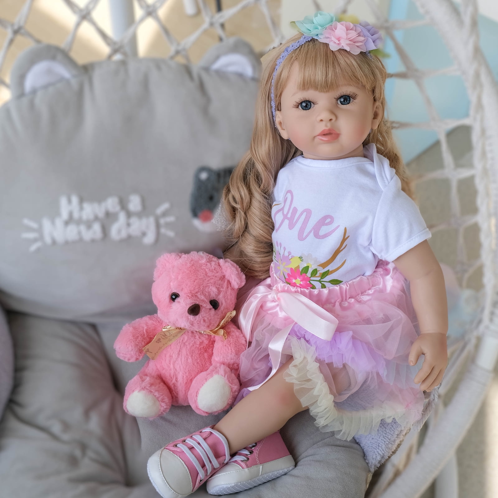 Realistic Reborn Baby Dolls Girl - 24" Cute Cloth Baby Doll Poseable Real Life Baby Dolls with Complete Accessories for 3+ Years Old Gifts