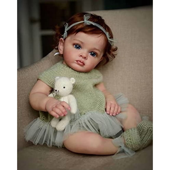 Realistic Reborn Baby Dolls Girl with Hair & Blue Eyes 24" Real Life Reborn Toddler Doll Newborn Babys Silicone Doll That Look Real - Soft, Weighted & Lifelike for Children Gifts