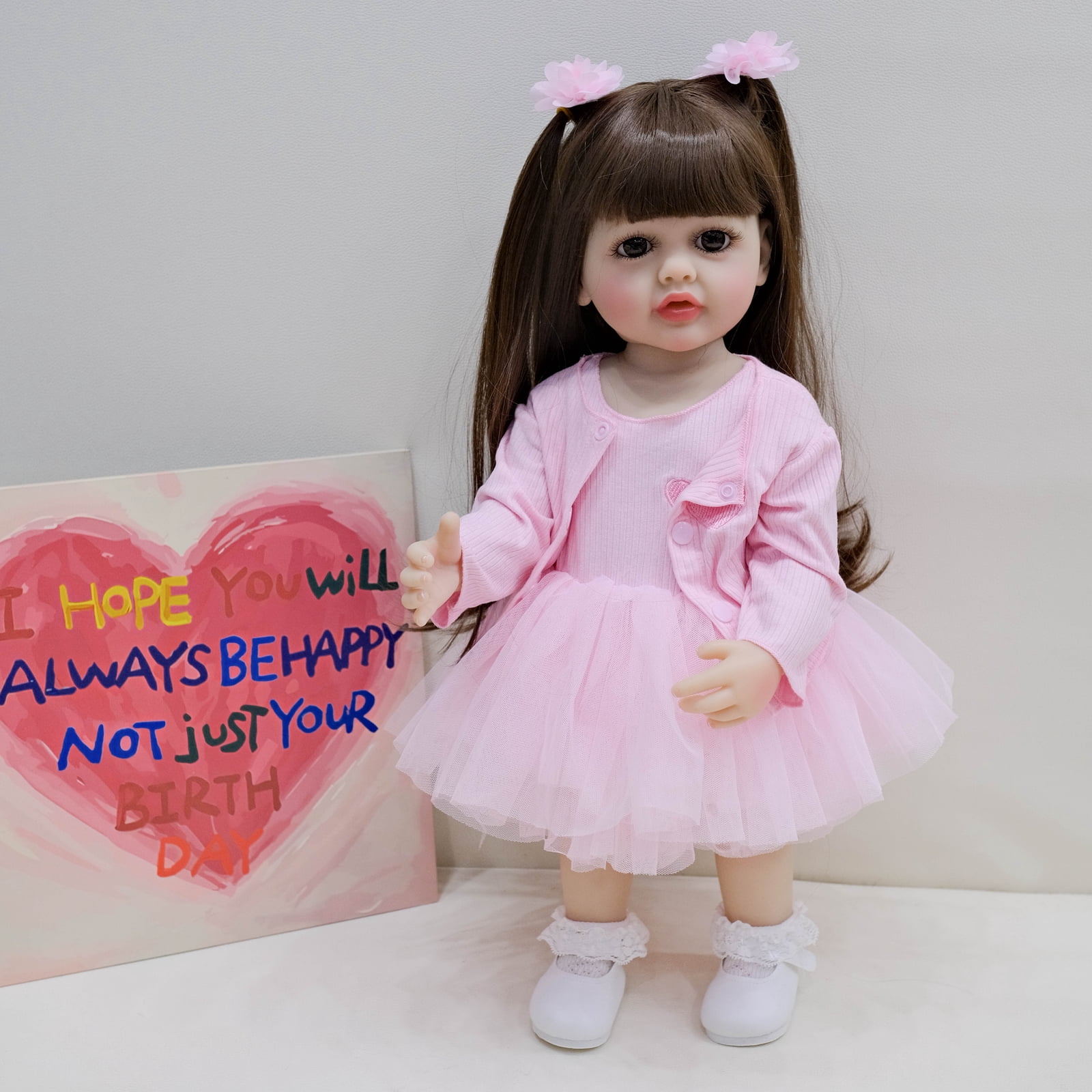 Realistic Reborn Baby Dolls - Lifelike 22" Newborn Baby, Real Life Baby Dolls Girl with Vinyl Body, Real Baby Reborn Gift Set for Kids Age 3+
