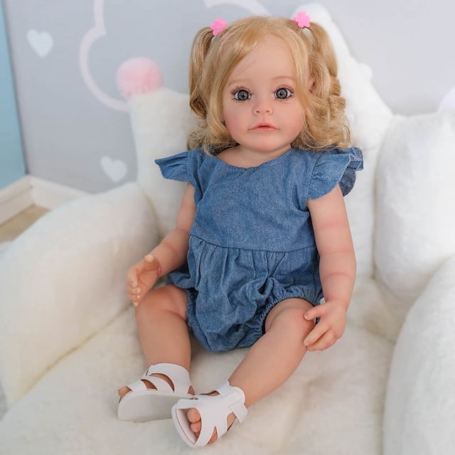 Realistic Reborn Baby Dolls Silicone Full Body 22 inch Blonde Toddler Lifelike Baby Dolls