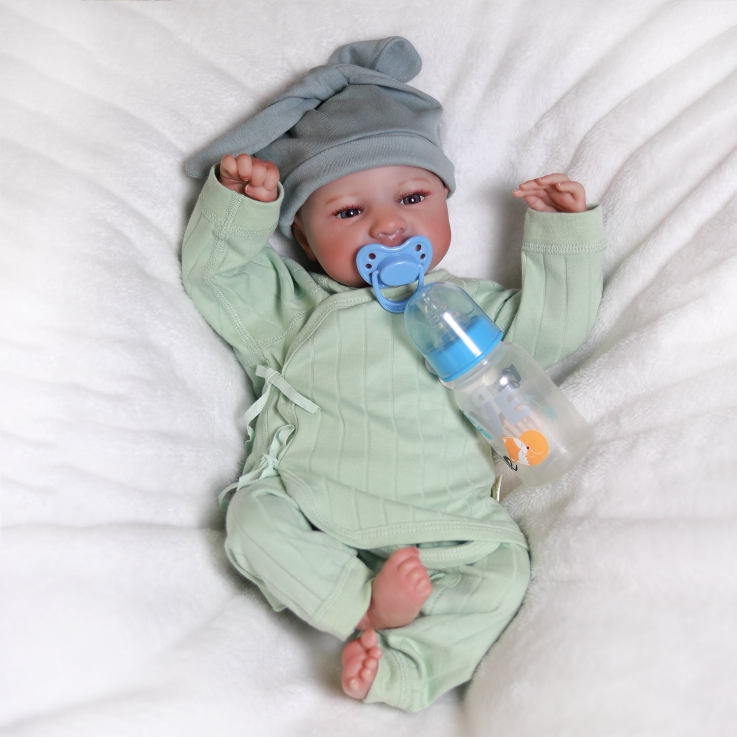 Reborn Newborn Baby Boy Doll Vinyl Silicone Handmade 18inch Lifelike Dolls Soft Cloth Body Gift
