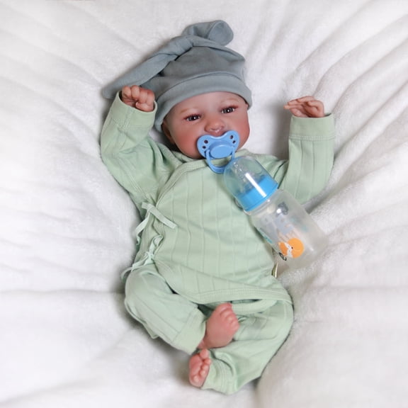 Reborn Newborn Baby Boy Doll Vinyl Silicone Handmade 18inch Lifelike Dolls Soft Cloth Body Gift