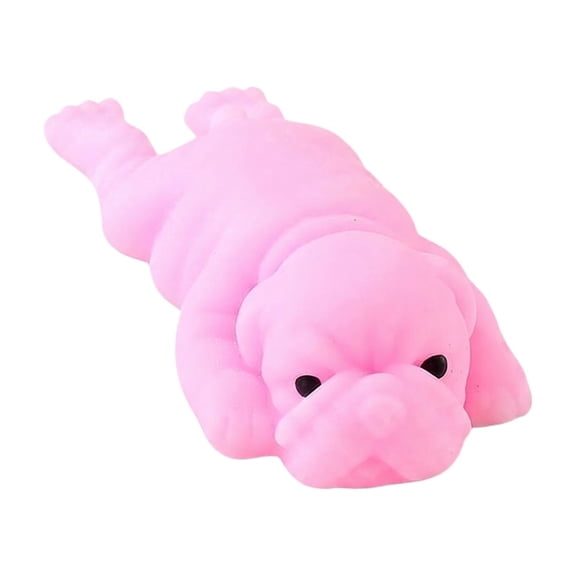 Realistic Rebound Soft Rubber Puppy Squeeze Toy, Slow Rising Sensory Relief Tool, Vibrant Stress Relief & Hand Exercise Model for Adults,Pink