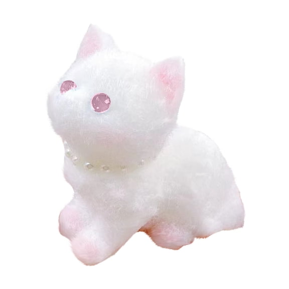 Realistic Rebound Soft Rubber cats with Pearl Necklace Squeeze Decompression Gadget, Slow Rising Sensory Relief Tool, Vibrant Stress Relief & Hand Exercise Model for Adults & Teens