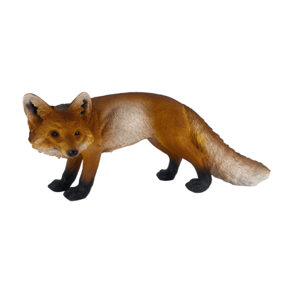 Realistic Red Fox Figurine 19.69" Long Resin Garden Statue Outdoor