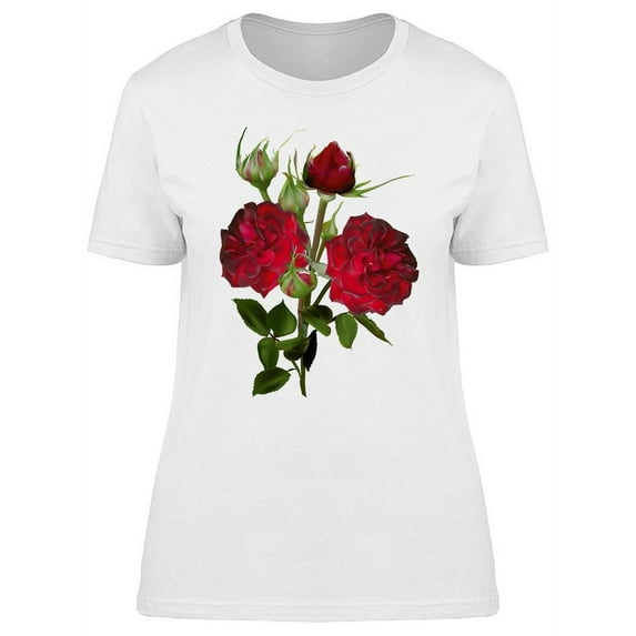 Realistic Red Roses T-Shirt Women -Image by Shutterstock, Female Medium