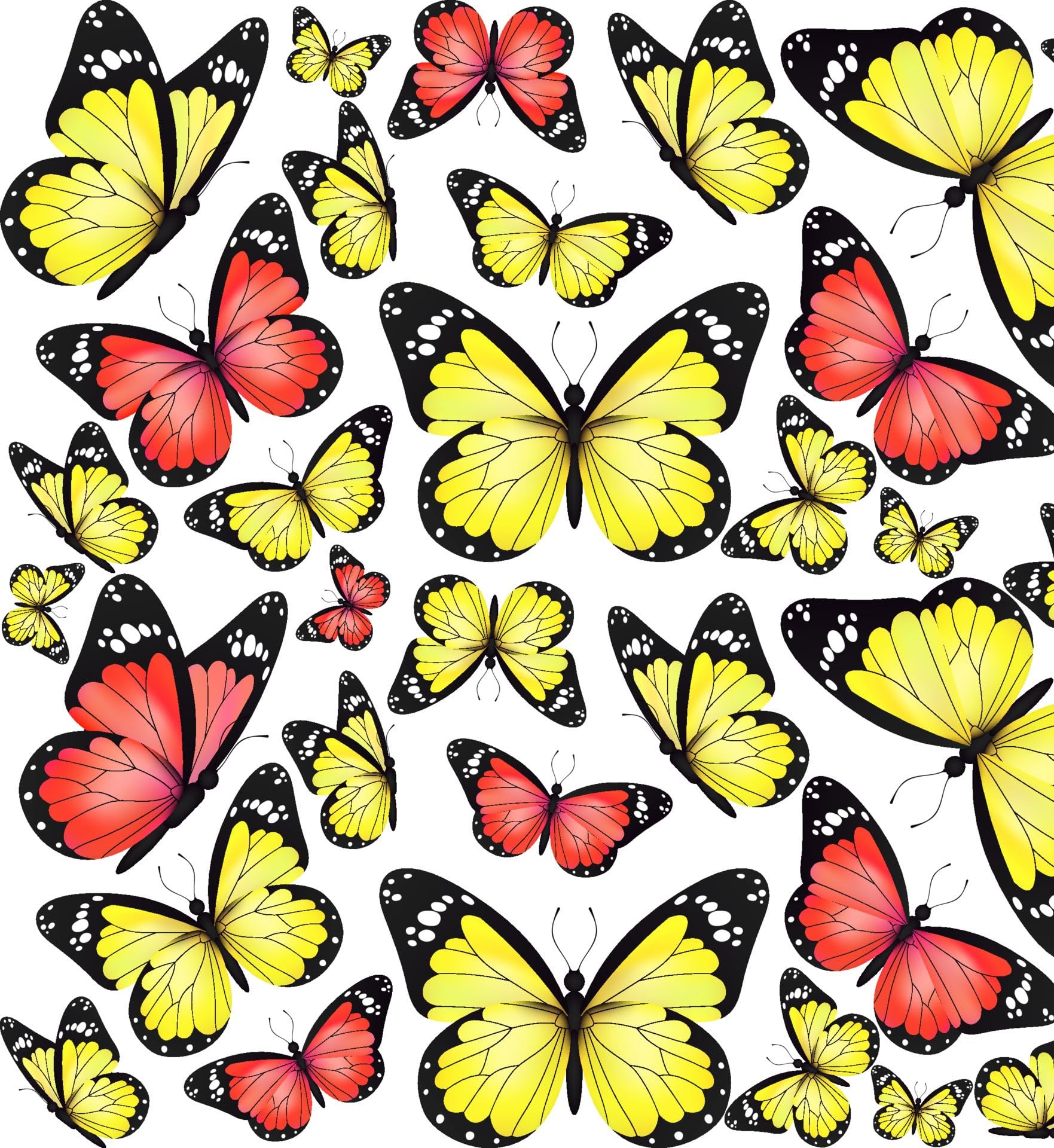 Realistic Red & Yellow Butterfly Pattern Edible Image Photo Cake Topper ...