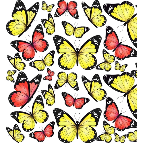 TNCT Realistic Red & Yellow Butterfly Pattern Edible Image Chocolate Transfer Sheet, Multicolor