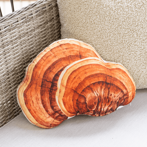 Realistic Reishi Mushroom throw pillow for the nature lover, mycology geek or student in your life!