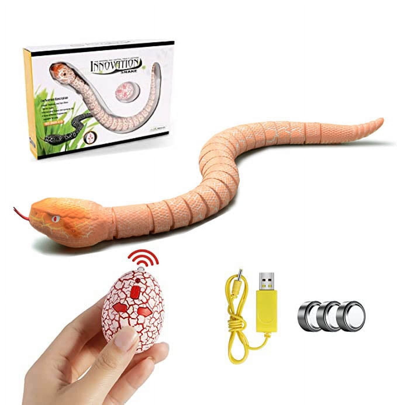 Realistic Remote Control RC Snake Toy Fast Moving Simulation Fake Rattlesnake Robotic Toy Battery Powered Snake Egg Controller USB Rechargeable Snake Scary Trick Toy for Kids Play orange Walmart