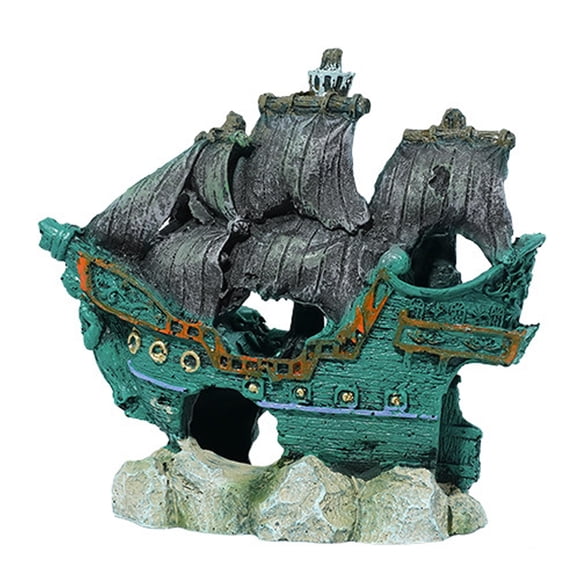 Realistic Resin Shipwreck for Fishtanks Aquariums Landscape Potted Plant Ornament Wrecked Ship Fishtanks Hideouts Shelter