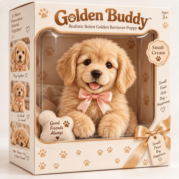 Realistic Robot Golden Retriever Puppy,Interactive Robotic Dog with Walking Tail-Wagging and Sound,Lifelike Pet Companion for Daily Enjoyment