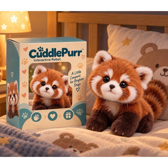 Realistic Robot Red Panda Plush Toy, Walking Companion with Fluffy Red Fur, Electronic Pet Toy Gift for Boys Girls and Collectors, Sweet Shelf Accent for Bedroom and Living Room
