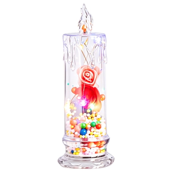 Realistic Rose Candle Lights, Led Candle with Artificial Rose Inside, Battery Powered Flameless Candles for Home Decor, Wedding Party Centerpiece, Ornament, 1 Candle Lamp