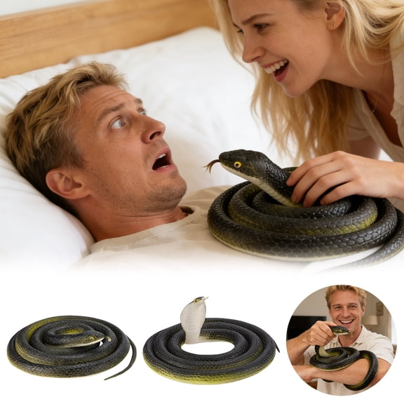Realistic Rubber Snake Prank Prop 31.5" Lifelike Scaled Ornament Garden Bird Repellent Decor Halloween Joke Accessory & Surprise Holiday Gag Gift