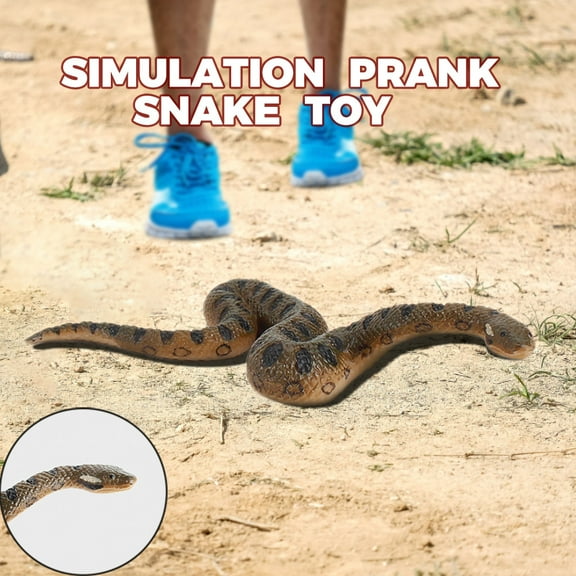 Realistic Rubber Toy Snake, Brown Fake Snake for Pranks and Preschool Play, Flexible and Lifelike Novelty Toy for Kids and Joke Gags