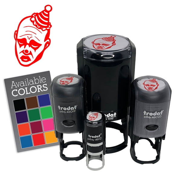 Realistic Sad Clown Man Jester Self-Inking Rubber Stamp for Stamping Ink Stamper Crafting Planners - 1/2 Inch Mini - Black Ink