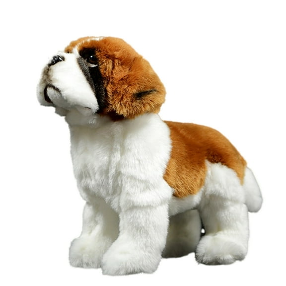 Realistic Saint Bernard Stuffed Animal,Soft Dog Plush Toy, Lifelike Animal Toy for Kids,Home Decor,Hugging Toy-Brown 10"