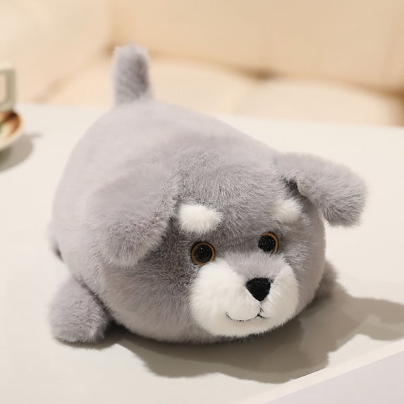 Realistic Schnauzer Stuffed Animal Plush Toy, Soft Cuddly Sleep Aid Anxiety Relief Plush Doll, Warm Companion Gift for Kids and Adults Animal Lovers