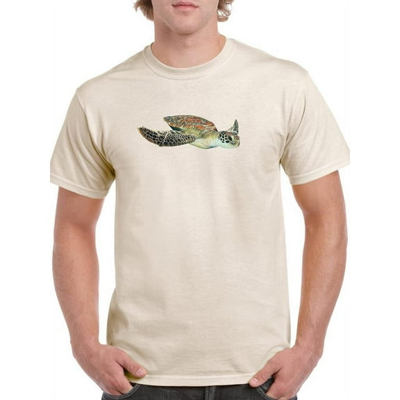 Realistic Sea Turtle Art T-Shirt Men -Image by Shutterstock, Male Small