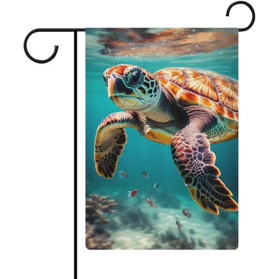 Realistic Sea Turtle Garden Flag 12x18 Inch Double Sided for Outside Small Burlap Welcome Yard Decorations