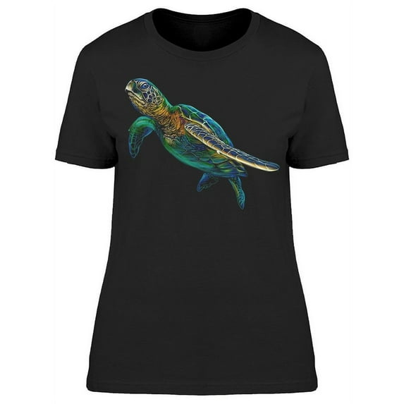 Realistic Sea Turtle Graphic T-Shirt Women -Image by Shutterstock, Female XX-Large