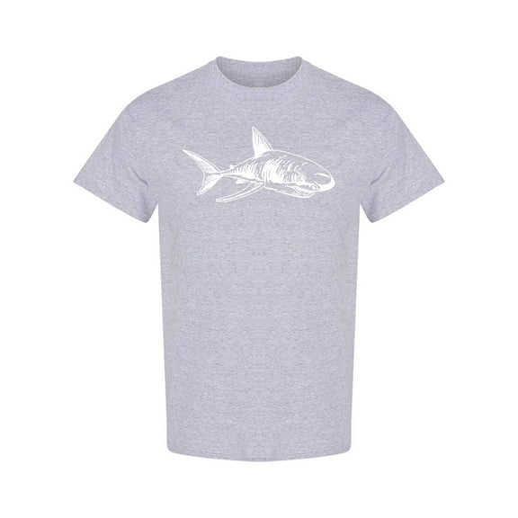 Realistic Shark Hand Drawn T-Shirt Men -Image by Shutterstock, Male 3X-Large
