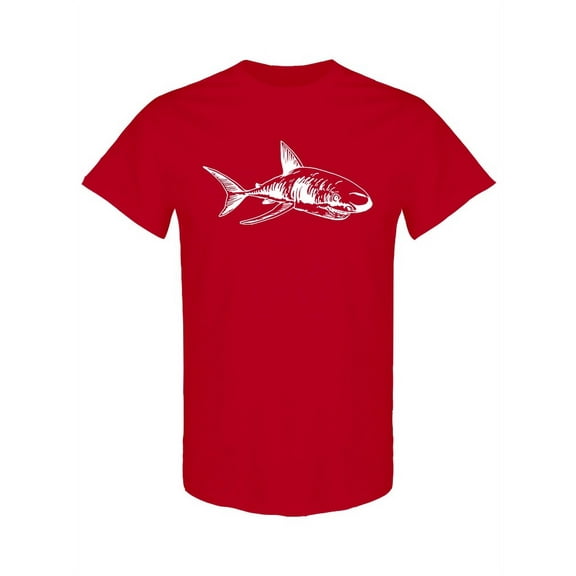 Realistic Shark Hand Drawn T-Shirt Men -Image by Shutterstock, Male Large