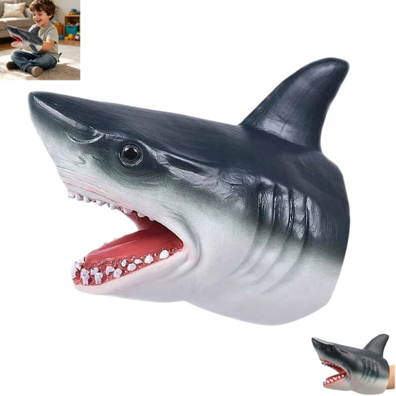 Realistic Shark Hand Puppet for Kids, Soft Simulation Animal Glove Puppet Toy, Interactive Play Gift for Boys Girls