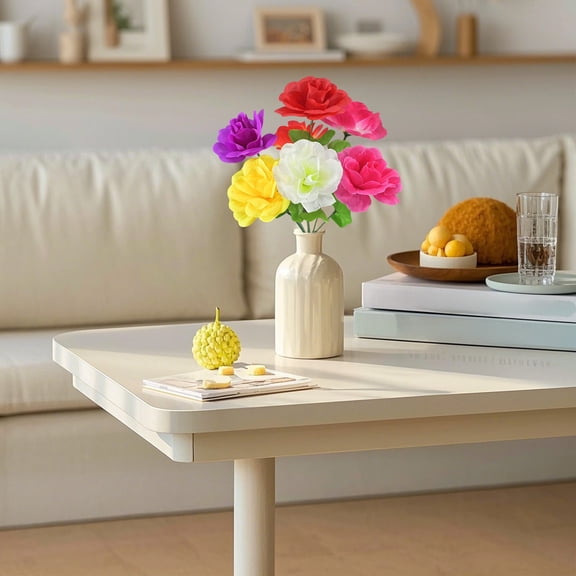 Realistic Simulated Flower Bouquet, 13.4in Fake Flowers for Home Decoration, Artificial Floral Arrangement for Living Room, Office, Parties, Wedding & Valentine's Day Atmosphere Décor