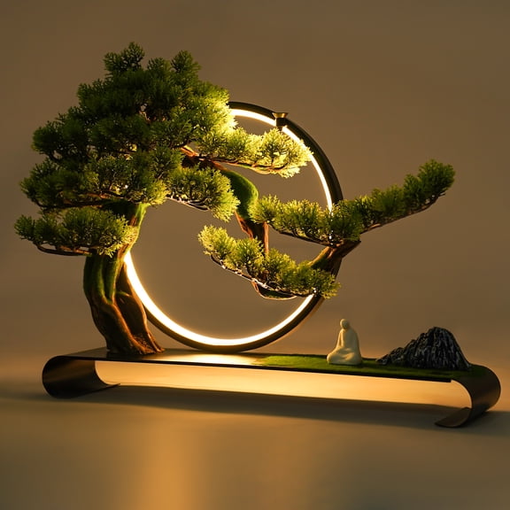 Realistic Simulation Bonsai, Artificial Bonsai for Home, Artificial Tree with LED Lamp Ring