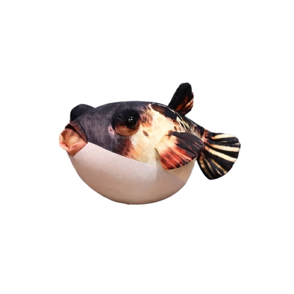Realistic Simulation Pufferfish Plush Toy Soft Stuffed Animal Doll Ocean Theme Pillow Decorative Keychain Collectible