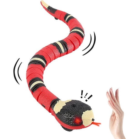 Realistic Simulation Smart Sensing Snake Toy Cat Interactive Toys Electric Infrared Induction RC Toy Halloween Tricky Prank Props for Boys Girls Pet