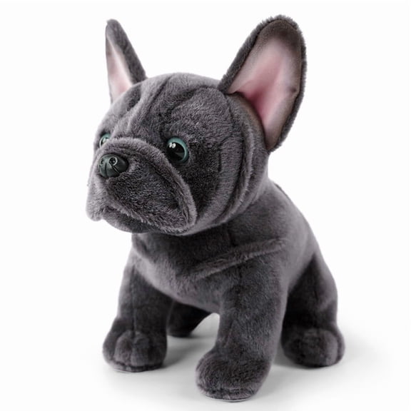 Realistic Sitting Dog Plush Toy - Soft, Durable, Life-like Pet Gift for Kids & Dog Lovers, Safe & Decorative Home Decor Gray