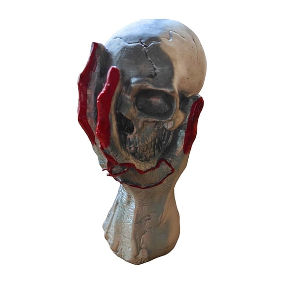Realistic Skull and Hand Resin Sculpture – Gothic Horror Decor, Unique Desktop Ornament, Halloween Party Decoration, Creepy Art Figurine for Home, Office, or Bar Display, 9 Inches Tall