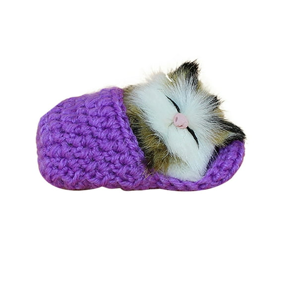 Realistic Sleeping Animal Toy, Furry Plush Pet, Breathing Sound Effect Plushie, Soft Fluffy Hugging Stuffed Gift for Kids Ages 3 and Up, 10x6cm Lightweight Decorative Toy