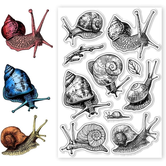 PVC Plastic Clear Stamps for DIY Scrapbooking Photo Album Decorative Cards Making Snail 160x110mm