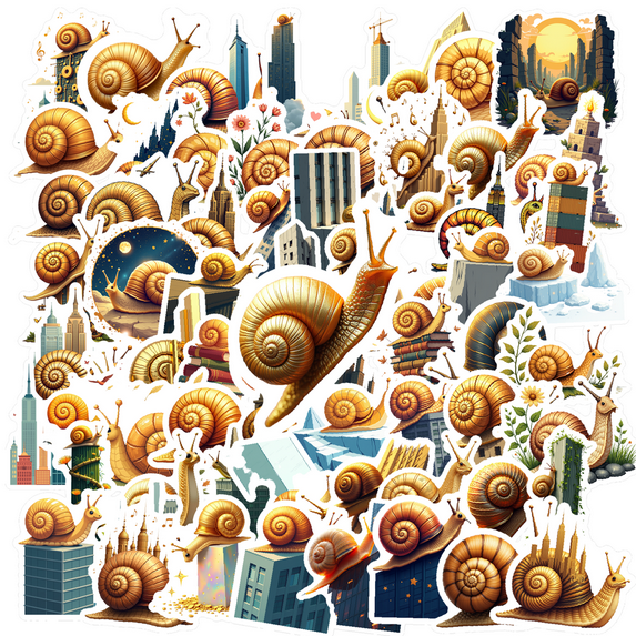 Realistic Snail Theme Stickers, Waterproof Snail Theme Sticker for Water Bottle Laptop Phone Cases Planner Skateboard Luggage Helmet Party Favor Decor, Ideal for Adults Teens Teacher Rewards