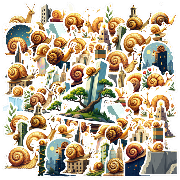 Realistic Snail Theme Stickers, Waterproof Snail Theme Sticker for Water Bottle Laptop Phone Cases Planner Skateboard Luggage Helmet Party Favor Decor, Ideal for Adults Teens Teacher Rewards