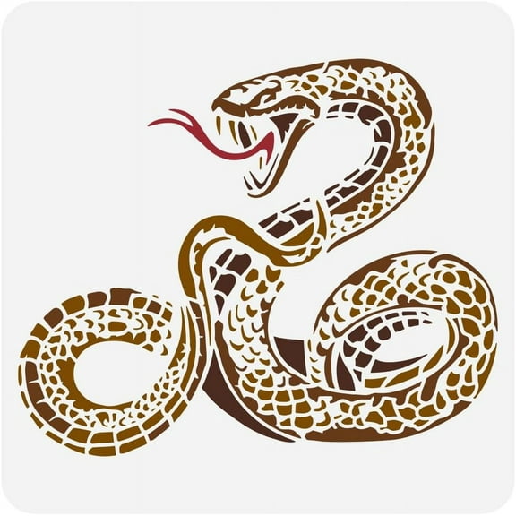 Realistic Snake Painting Stencil 11.8x11.8 inch Plastic Large Snake Pattern Stencil Reusable Animal Theme Template DIY