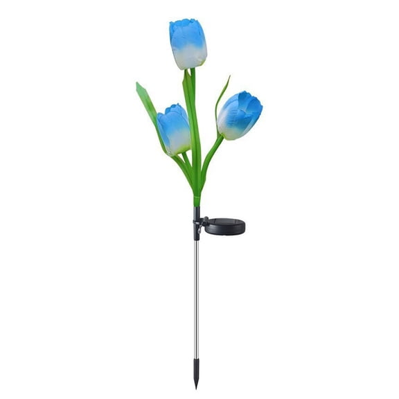 Realistic Solar Tulip Flower Lights 3 Heads LED Garden Stake Landscape Lights